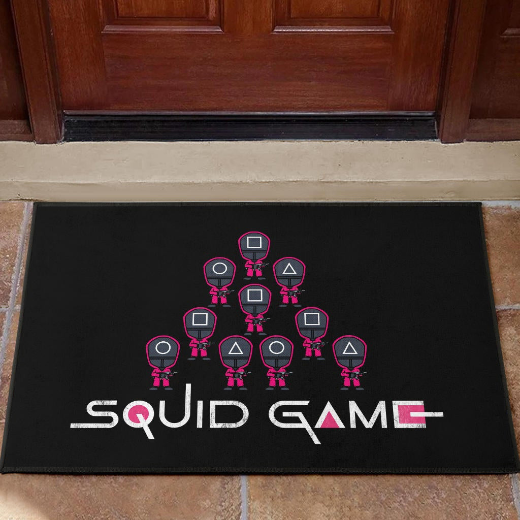 Squid Game Movie Door Mat - Funny Chibi Squid Workers Team Round Square Triangle Door Mat Home Decor