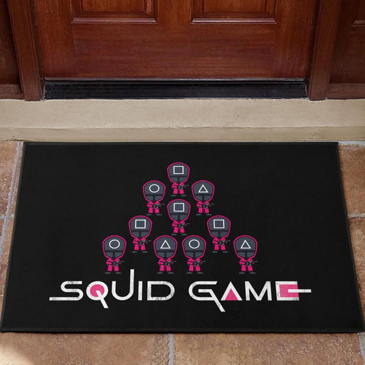 Squid Game Movie Door Mat - Funny Chibi Squid Workers Team Round Square Triangle Door Mat Home Decor