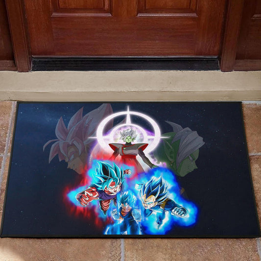 Dragon Ball Anime Door Mat - DB Super Saiyan Power Burst Vs Villains Fusao Zamasu Door Mat Home Decor