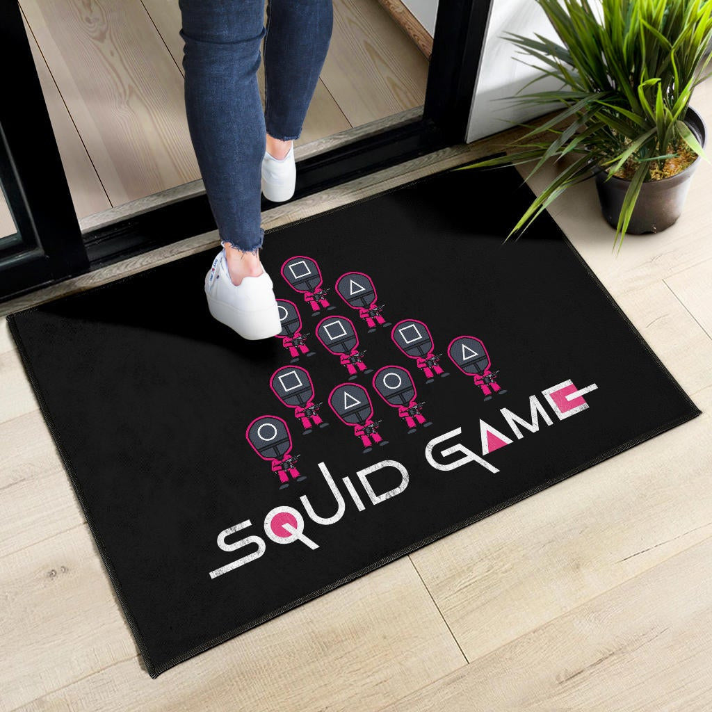 Squid Game Movie Door Mat - Funny Chibi Squid Workers Team Round Square Triangle Door Mat Home Decor
