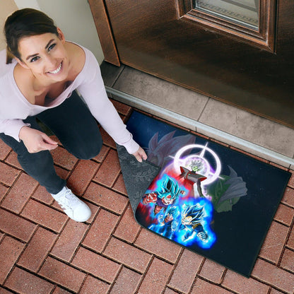 Dragon Ball Anime Door Mat - DB Super Saiyan Power Burst Vs Villains Fusao Zamasu Door Mat Home Decor