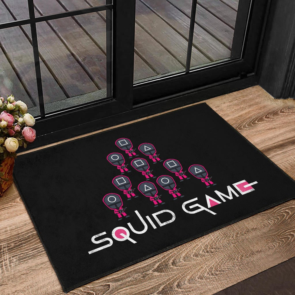 Squid Game Movie Door Mat - Funny Chibi Squid Workers Team Round Square Triangle Door Mat Home Decor