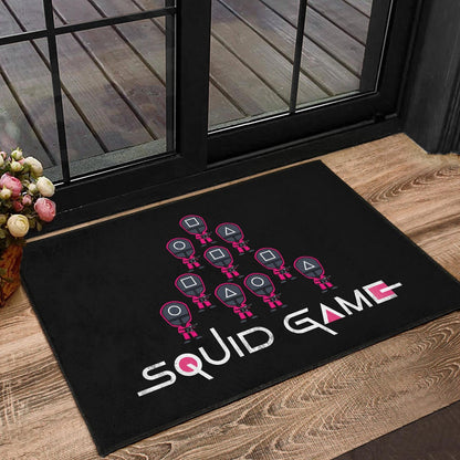 Squid Game Movie Door Mat - Funny Chibi Squid Workers Team Round Square Triangle Door Mat Home Decor