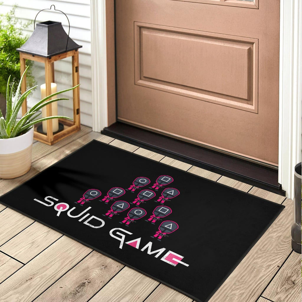 Squid Game Movie Door Mat - Funny Chibi Squid Workers Team Round Square Triangle Door Mat Home Decor
