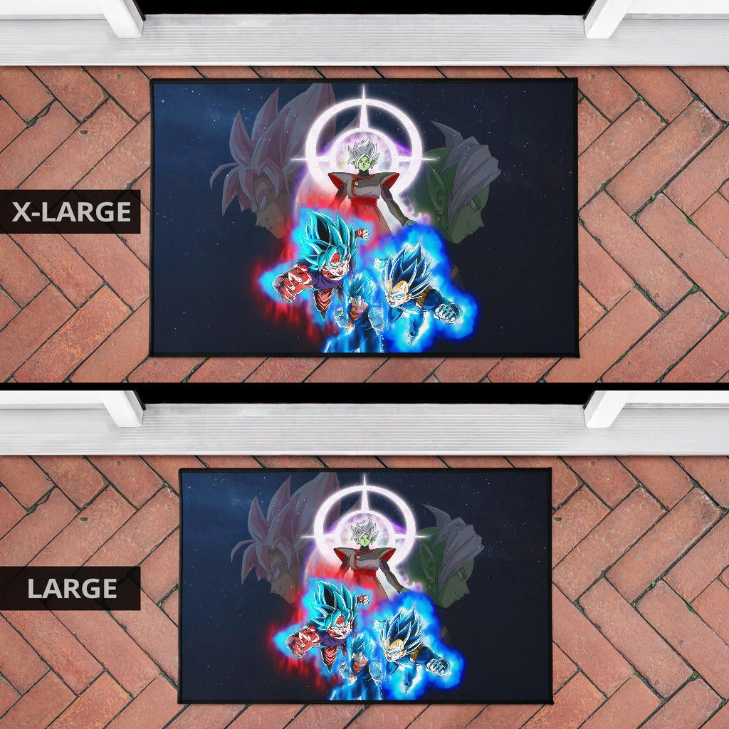 Dragon Ball Anime Door Mat - DB Super Saiyan Power Burst Vs Villains Fusao Zamasu Door Mat Home Decor