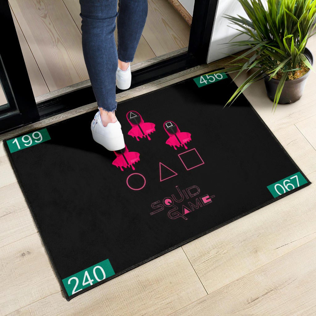 Squid Game Movie Door Mat Pink Round Triangle Square Worker Melting Players Number Door Mat Home Decor