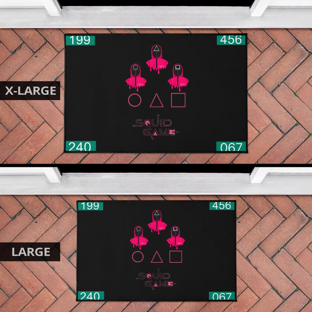 Squid Game Movie Door Mat Pink Round Triangle Square Worker Melting Players Number Door Mat Home Decor