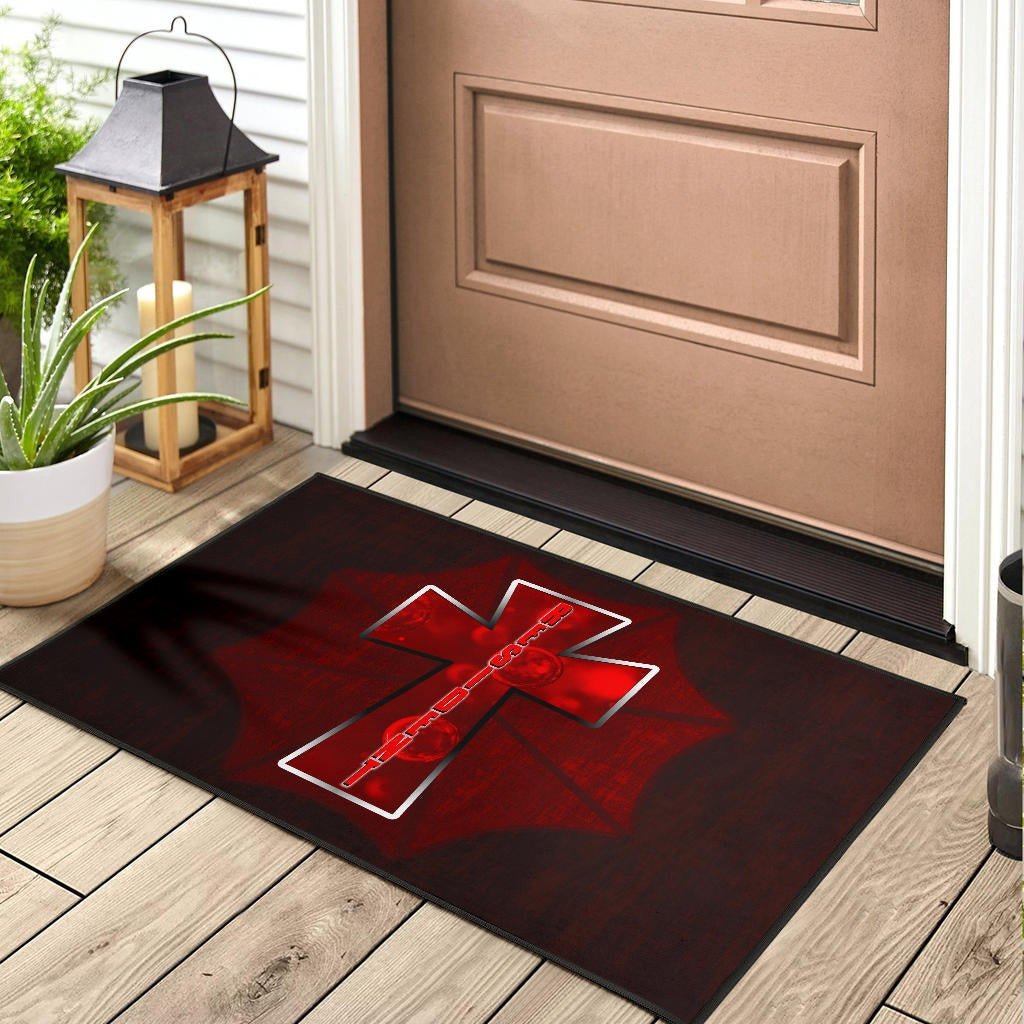 Resident Evil Game Door Mat - Red Umbrella Corporation With Blood In Cross Door Mat Home Decor