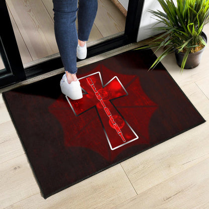 Resident Evil Game Door Mat - Red Umbrella Corporation With Blood In Cross Door Mat Home Decor