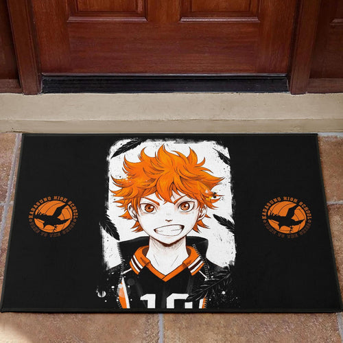 Haikyuu Anime Door Mat - Shouyou Hinata 10 High School Raven Black Orange Door Mat