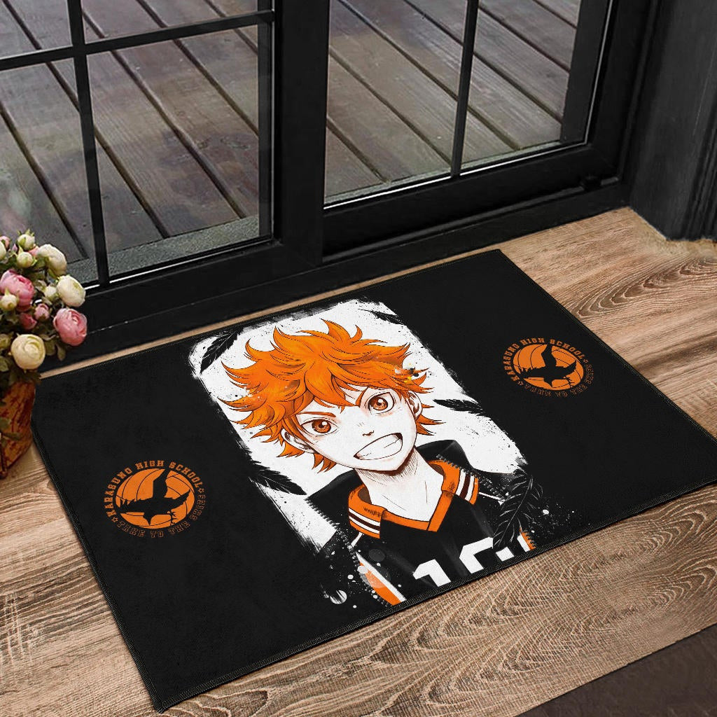 Haikyuu Anime Door Mat - Shouyou Hinata 10 High School Raven Black Orange Door Mat