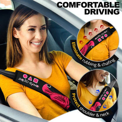 Squid Game Movie Seat Belt Covers - Squid Workers Face To Face Round Square Triangle Belt Covers