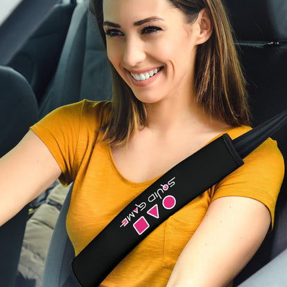 Squid Game Movie Seat Belt Covers - Squid Workers Face To Face Round Square Triangle Belt Covers