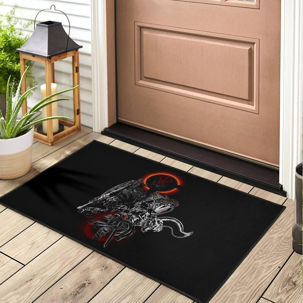 Berserk Anime Door Mat - Main Characters Dark Black Sun Artwork Door Mat Home Decor