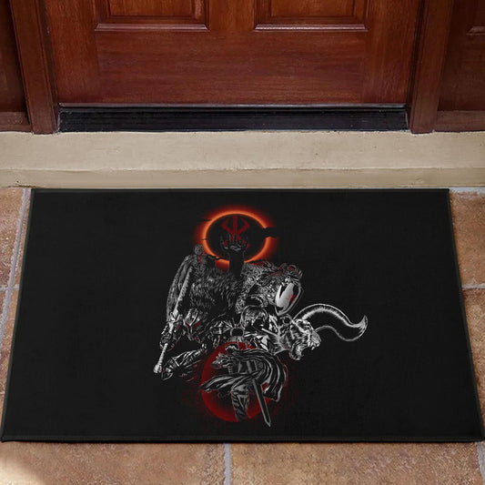 Berserk Anime Door Mat - Main Characters Dark Black Sun Artwork Door Mat Home Decor