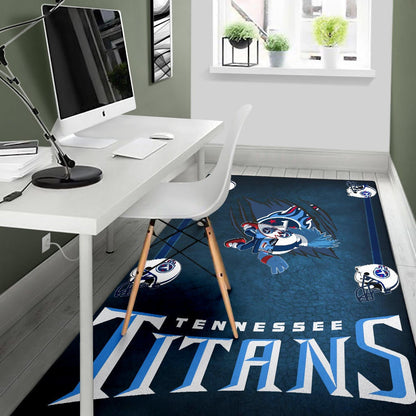 Tennessee Titans American Football Team Area Rug Funny Little Player On Claw Scratches Helmet Patterns Rugs Home Decor