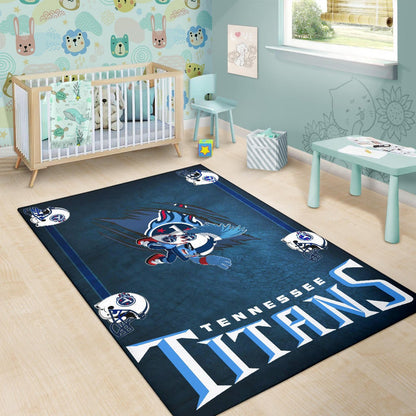 Tennessee Titans American Football Team Area Rug Funny Little Player On Claw Scratches Helmet Patterns Rugs Home Decor