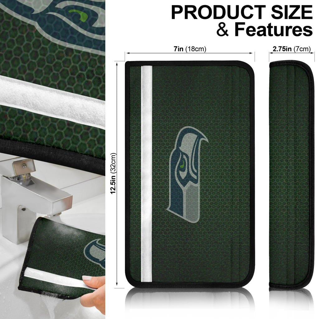 American Football Team Seat Belt Covers - Seattle Seahawks Rugby Balls Patterns In Column Belt Covers