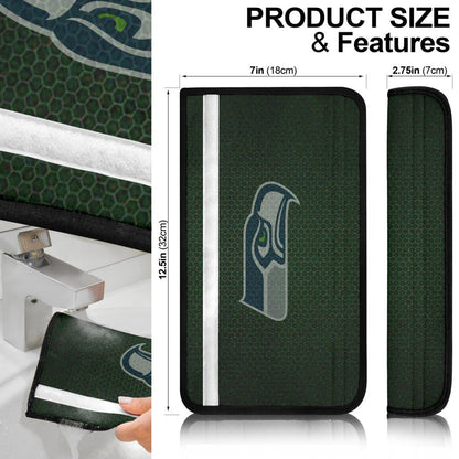 American Football Team Seat Belt Covers - Seattle Seahawks Rugby Balls Patterns In Column Belt Covers