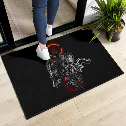 Berserk Anime Door Mat - Main Characters Dark Black Sun Artwork Door Mat Home Decor