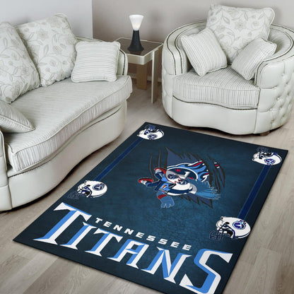 Tennessee Titans American Football Team Area Rug Funny Little Player On Claw Scratches Helmet Patterns Rugs Home Decor