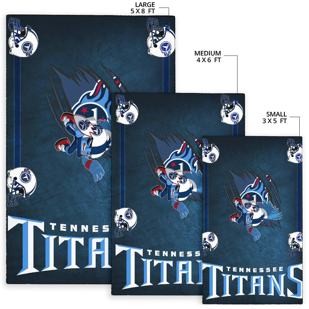 Tennessee Titans American Football Team Area Rug Funny Little Player On Claw Scratches Helmet Patterns Rugs Home Decor