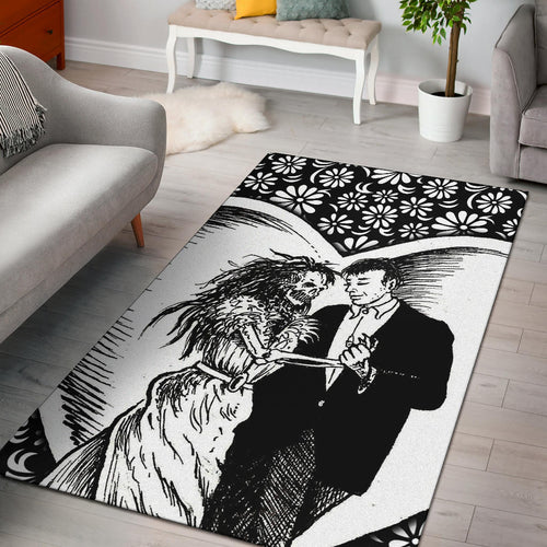 Love Area Rug - Marriage Day Men With Skeleton Women Tiny Flower Patterns Rugs Home Decor