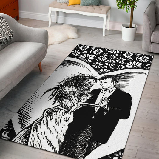 Love Area Rug - Marriage Day Men With Skeleton Women Tiny Flower Patterns Rugs Home Decor