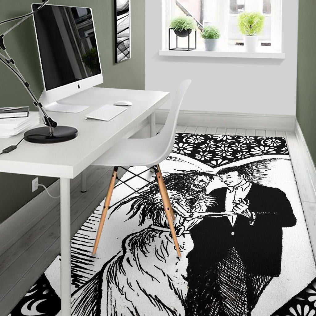 Love Area Rug - Marriage Day Men With Skeleton Women Tiny Flower Patterns Rugs Home Decor