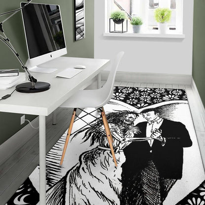 Love Area Rug - Marriage Day Men With Skeleton Women Tiny Flower Patterns Rugs Home Decor