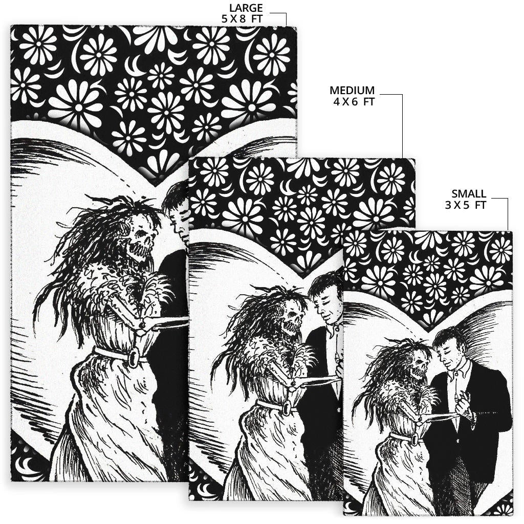Love Area Rug - Marriage Day Men With Skeleton Women Tiny Flower Patterns Rugs Home Decor