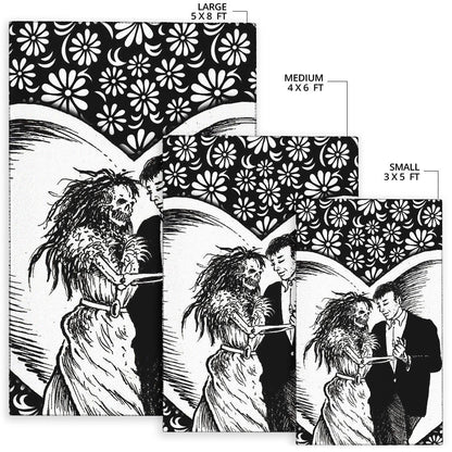 Love Area Rug - Marriage Day Men With Skeleton Women Tiny Flower Patterns Rugs Home Decor