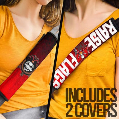 Tampa Bay Buccaneers American Football Team Seat Belt Covers Pirate On Ship Wheel Raise The Flags Belt Covers