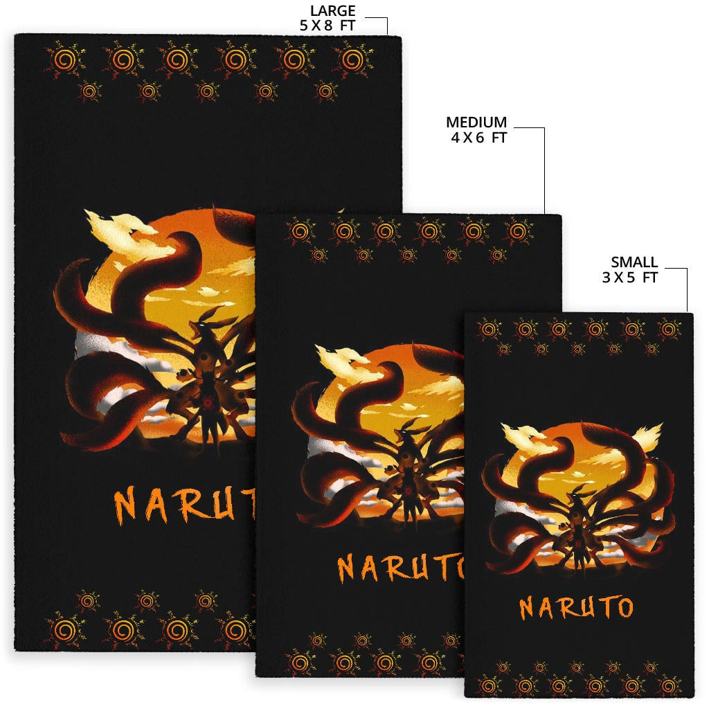 Naruto Anime Area Rug - Naruto Eight Trigram Seal With Kyuubi Nine Tails Rugs Home Decor