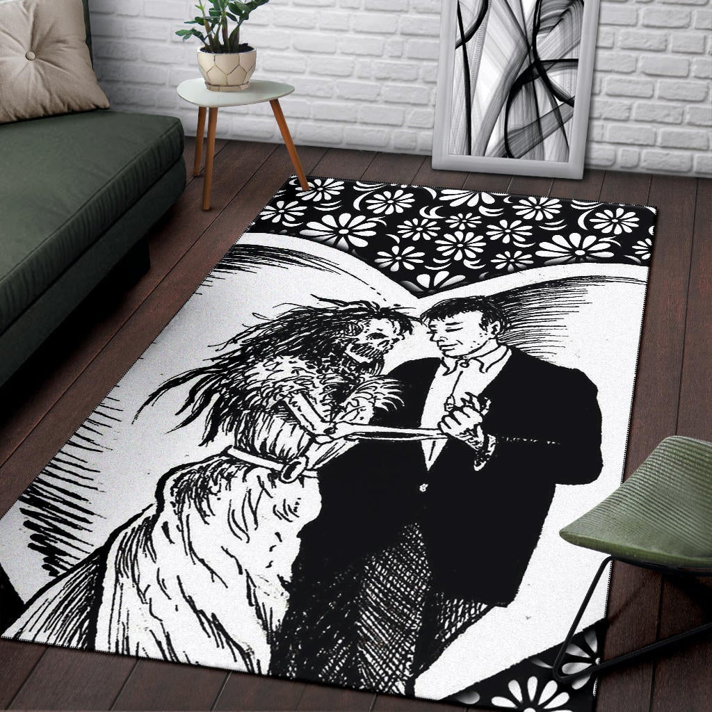 Love Area Rug - Marriage Day Men With Skeleton Women Tiny Flower Patterns Rugs Home Decor