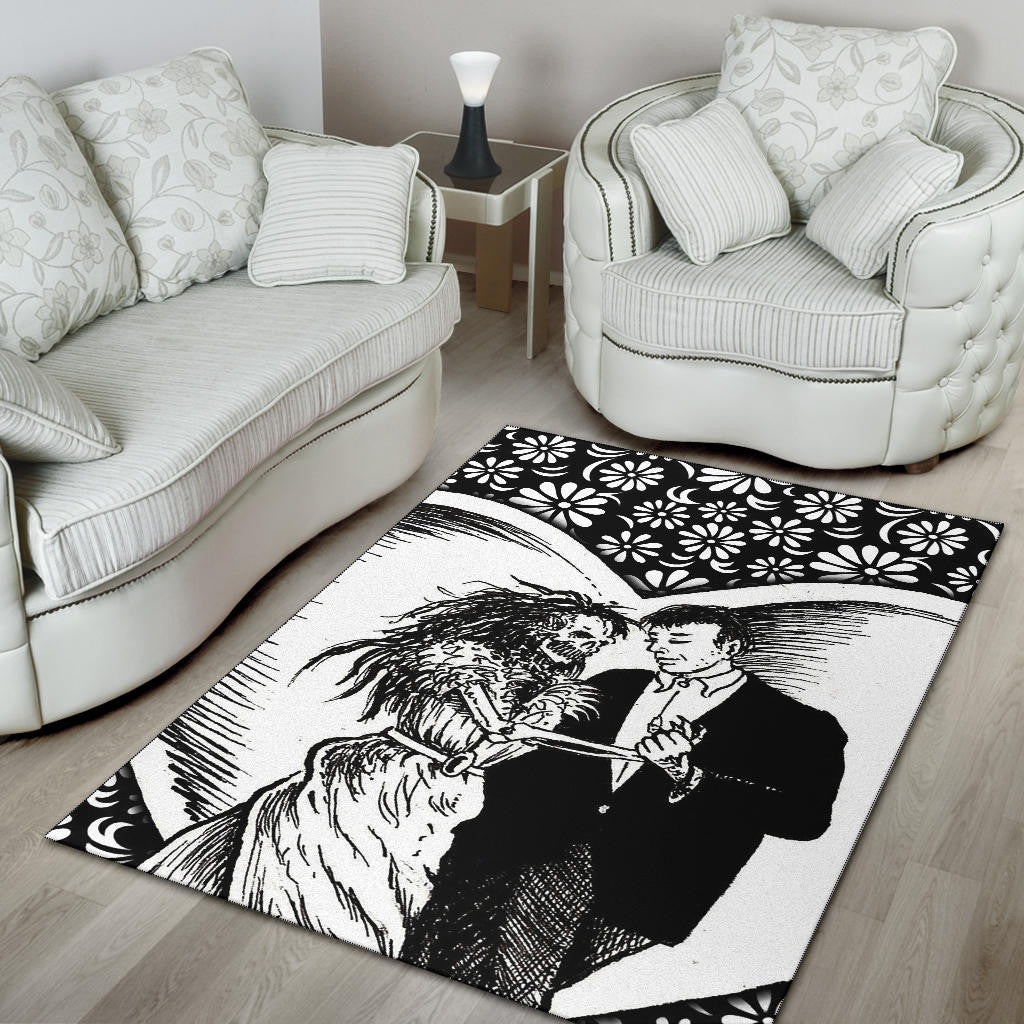 Love Area Rug - Marriage Day Men With Skeleton Women Tiny Flower Patterns Rugs Home Decor