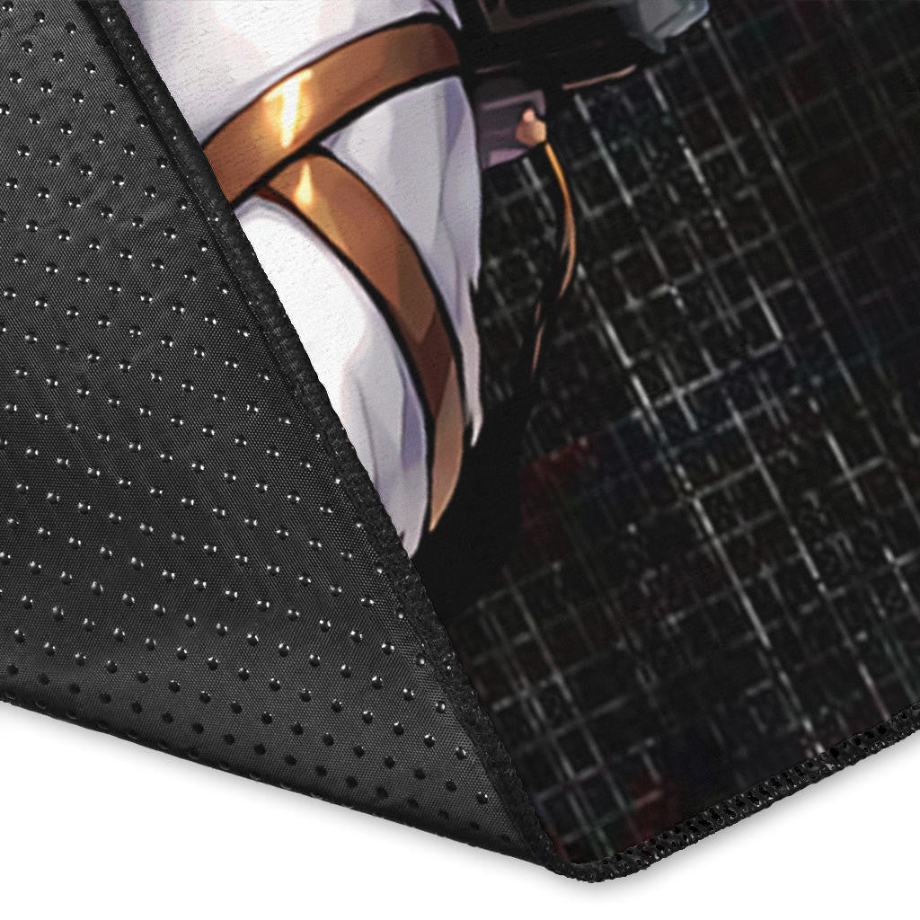 Attack On Titan Anime Area Rug - Mikasa Fighting Bloody Wings Of Freedom Symbol Rugs Home Decor