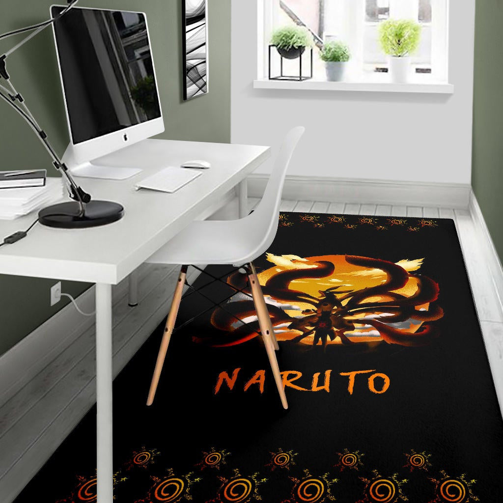 Naruto Anime Area Rug - Naruto Eight Trigram Seal With Kyuubi Nine Tails Rugs Home Decor