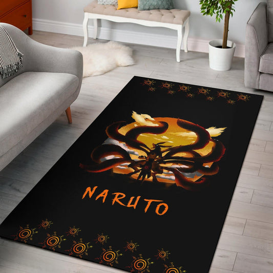 Naruto Anime Area Rug - Naruto Eight Trigram Seal With Kyuubi Nine Tails Rugs Home Decor