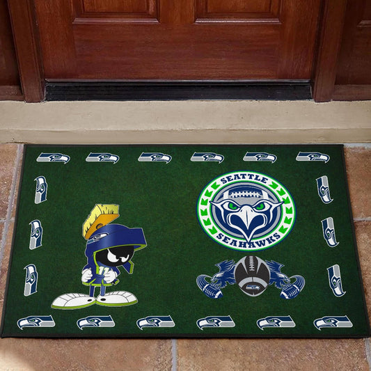 American Football Team Door Mat - Seattle Seahawks Marvin The Martian 11 Door Mat Home Decor