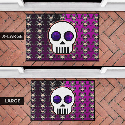 Valentine Door Mat - Chibi Skull Evil Horn Monster Patterns Purple And Black Door Mat Home Decor