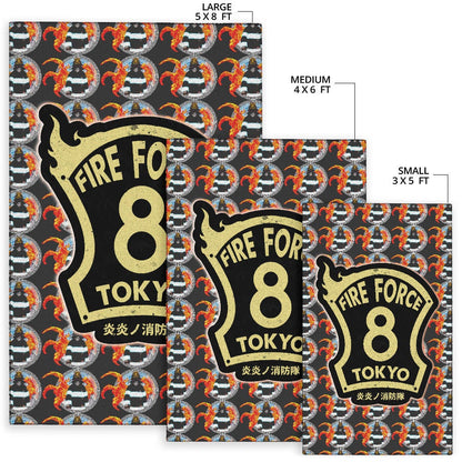 Fire Force Anime Area Rug Shinra Kusakabe Silhouette Evil Smile In Fire Patterns Rugs Home Decor