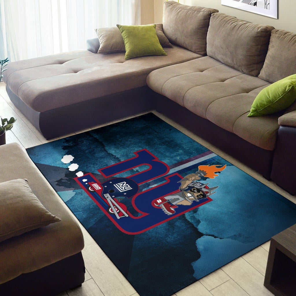 New York Giants American Football Team Area Rug Player Cosplay Statue Of Liberty Helmet On Car Rugs Home Decor