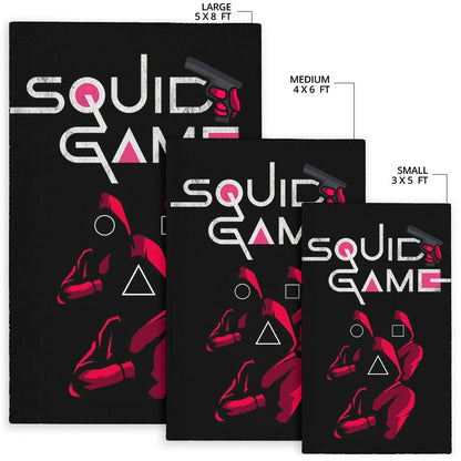 Squid Game Movie Area Rug Red Squid Worker Round Square Triangle Symbol Rugs Home Decor