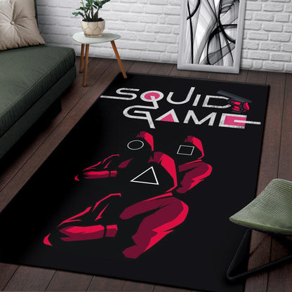 Squid Game Movie Area Rug Red Squid Worker Round Square Triangle Symbol Rugs Home Decor