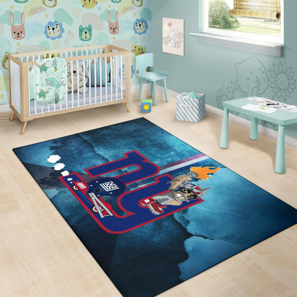New York Giants American Football Team Area Rug Player Cosplay Statue Of Liberty Helmet On Car Rugs Home Decor