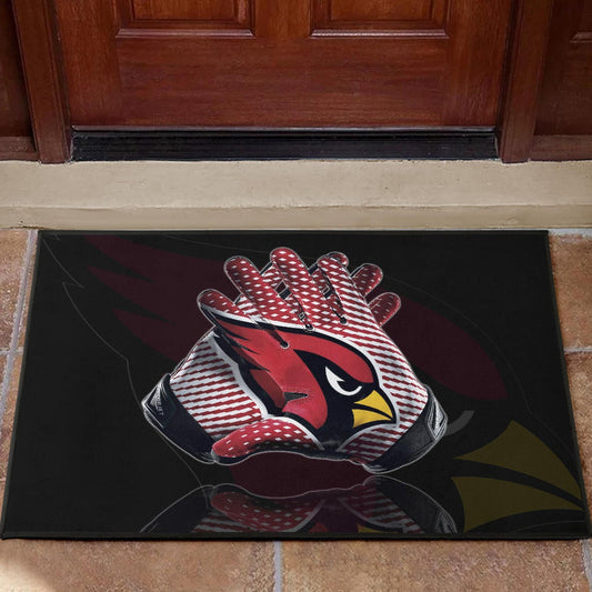 American Football Team Door Mat - Arizona Cardinals Head Artwork On Gloves Door Mat Home Decor