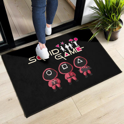 Squid Game Movie Door Mat Funny Fat Chibi Squid Worker Round Square Triangle Umbrella Balloon Door Mat Home Decor