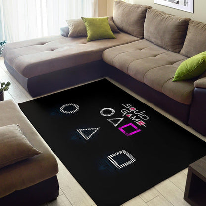 Squid Game Movie Area Rug Round Square Triangle Symbol Dot Style Rugs Home Decor