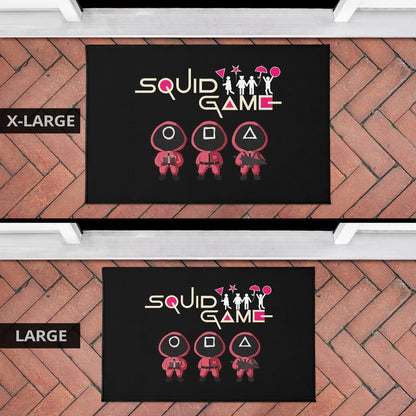 Squid Game Movie Door Mat Funny Fat Chibi Squid Worker Round Square Triangle Umbrella Balloon Door Mat Home Decor
